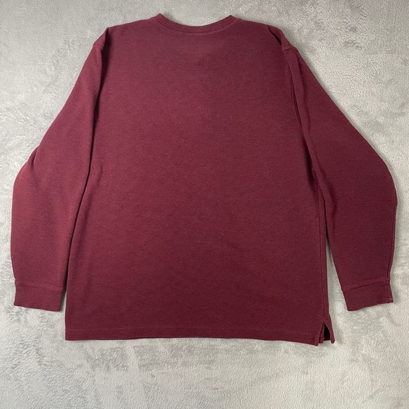 LL Bean Henley Mens XL Tall Burgundy Thermal Long Sleeve Shirt Rugged Classic - Picture 2 of 9